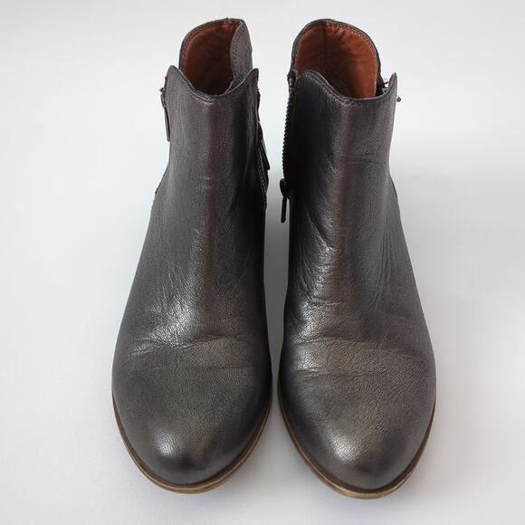 Lucky Brand Women's Booties 7.5 M Breah Ankle Boots Metallic Silver Gunmetal EUC - Picture 2 of 10